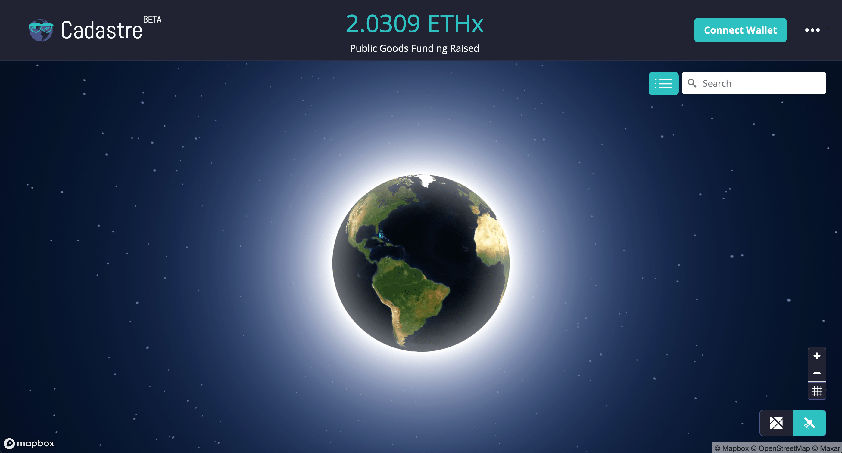 View of the Earth on the Geo Web Cadastre